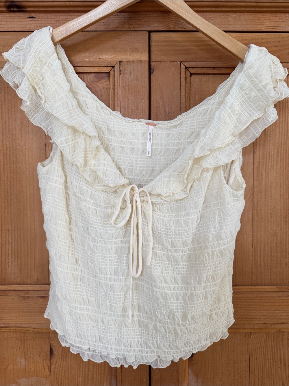 Free People Women's Love you More Ruffle Tie-Front Top M